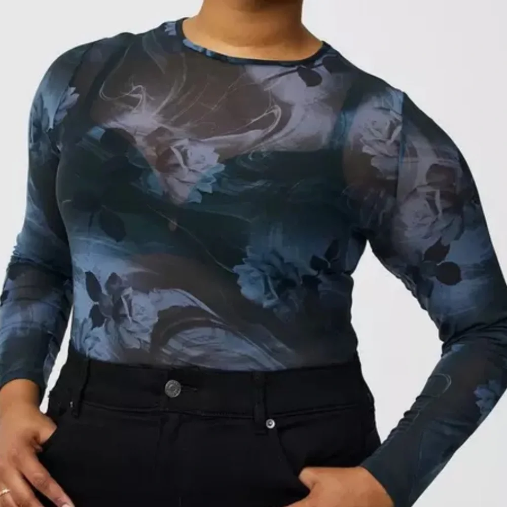 Torrid Mesh Crew Neck Long Sleeve Top - Picture 2 of 5
